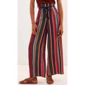 FARM Rio Striped Linen Wide Leg Pants NWT Boho Beach Vacation Rainbow XS